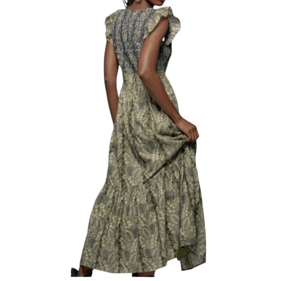 ANTHROPOLOGIE The Peregrine Midi Dress In Green I Size: XL - Picture 2 of 10